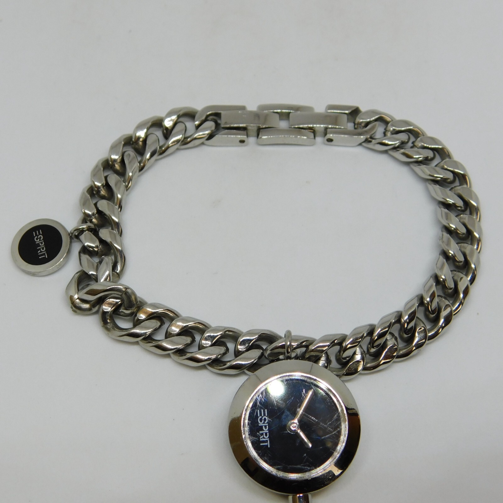 ESPRIT All Stainless Steel Quartz Analog Women’s Watch Sz. 6 1/2″ New Battery