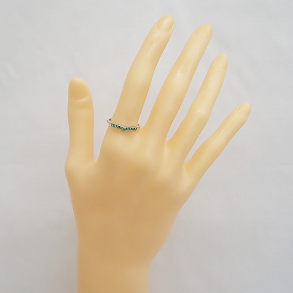 GSTV Emerald ring K18 white gold V-shape slender Used 908421