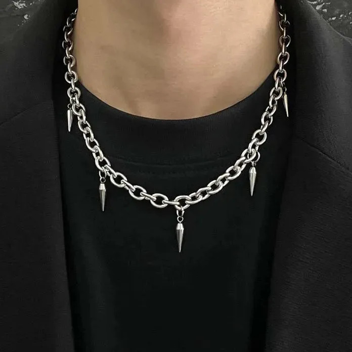 Punk Hip Hop Gothic Metal Rivet Cross Choker Necklace Y2K Trendy Pendant