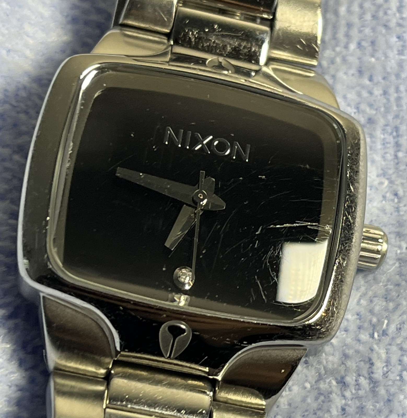 NIXON The SMALL PLAYER Qz Silver Black Dial Watch Wrist 16cm (6.3 in) – Rank C