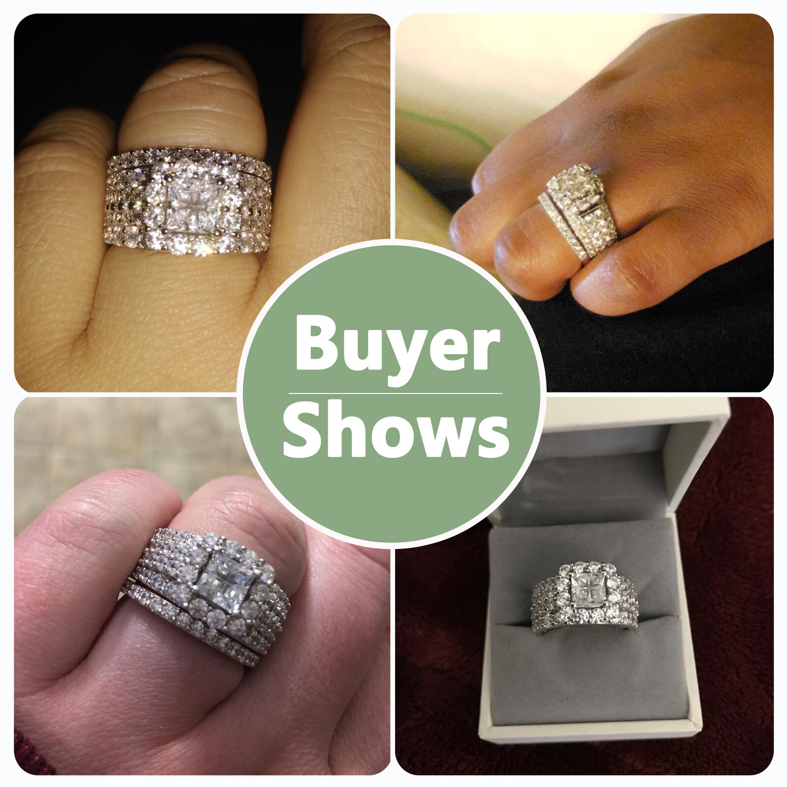 Wuziwen Big Wedding Engagement Ring for Women Heavy Silver Pure Sterling Silver