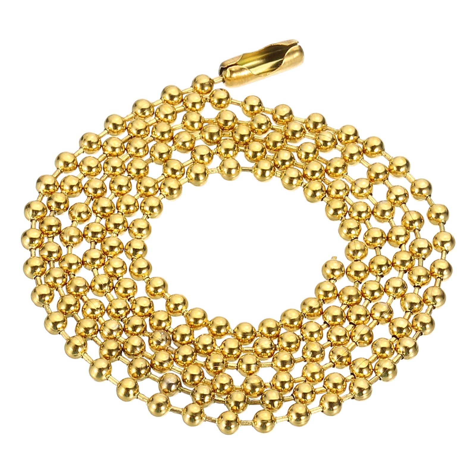 Beaded Chain Necklace, 2.4 mm Bead Ball, 24 Inch , Gold