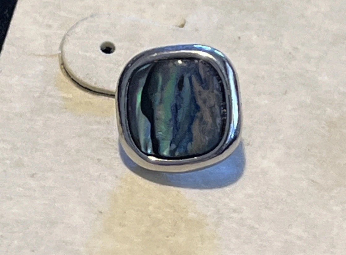 Genuine Abalone Squares with Soft Corners 925 Sterling Silver Stud Earrings
