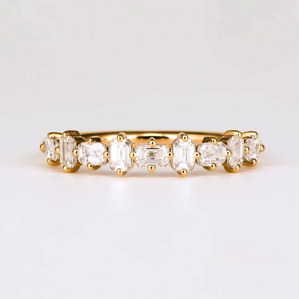 Lab Grown Diamond Stacking Band 14K Yellow Gold Emerald Cut 0.50 Ct GLI HRD Ring