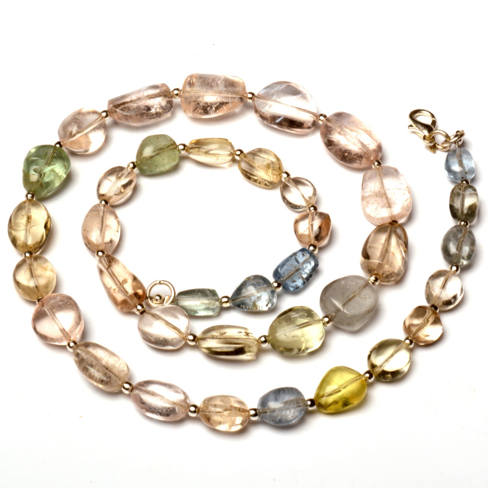 Natural Multi Bery Gems 8 to 15 mm Size Smooth Nugget Shape Beads 19″ Necklace