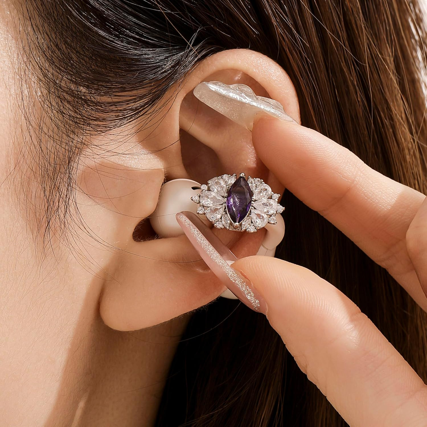 Butterfly Rhinestone Earbud Accessories for Clip-On Open-Ear Earbuds