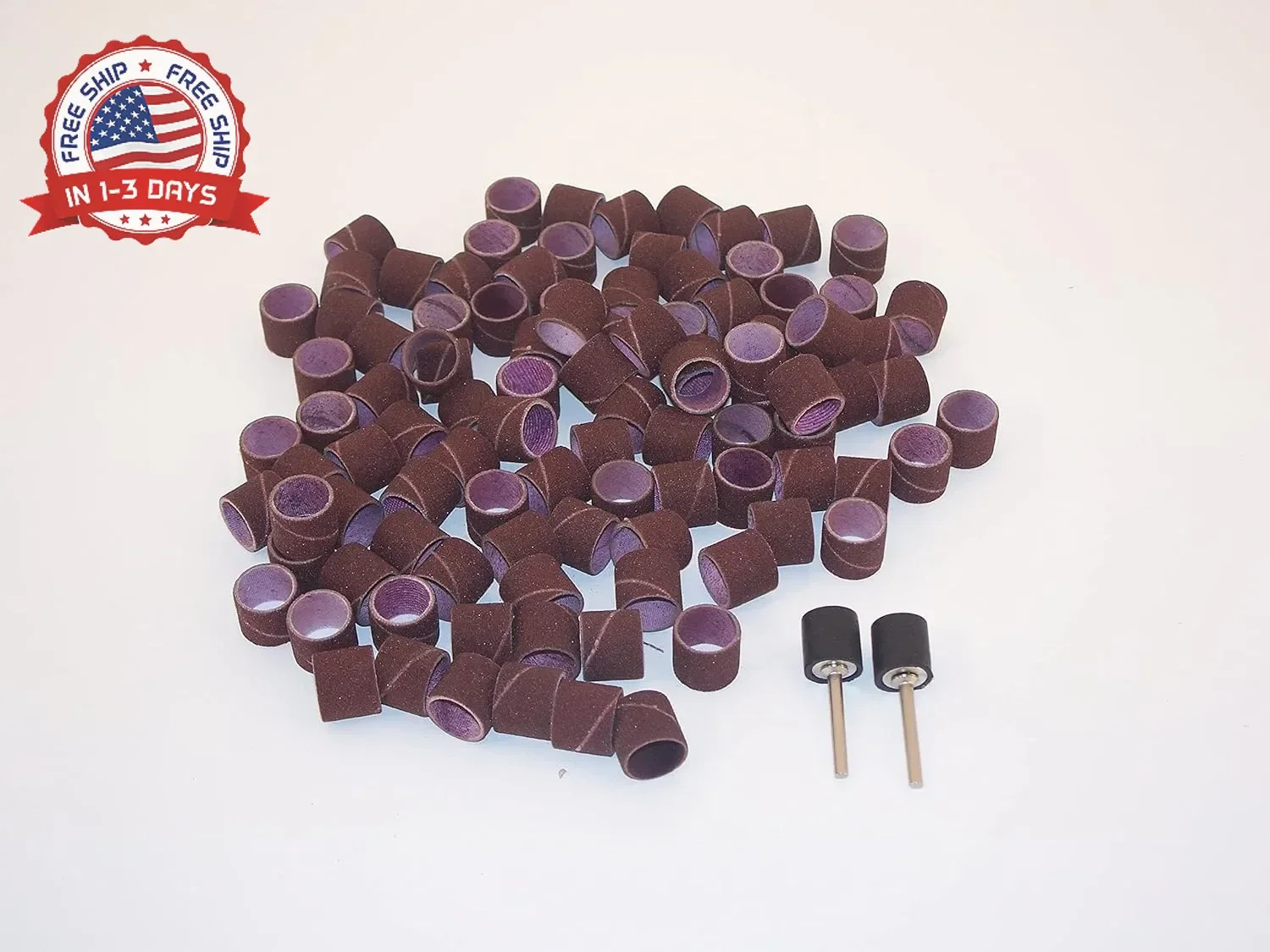 100 pc 1/2 Inch Sand Drum Grit 60 Coarse with 2 pc 1/8 Inch Mandrel for Dre