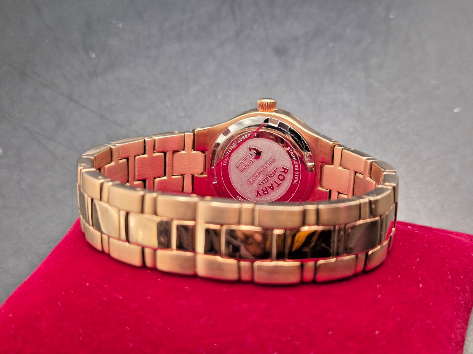 ROTARY Dolphin Standard Women’s Gold Tone Crystal Surround Watch-MINT/Working