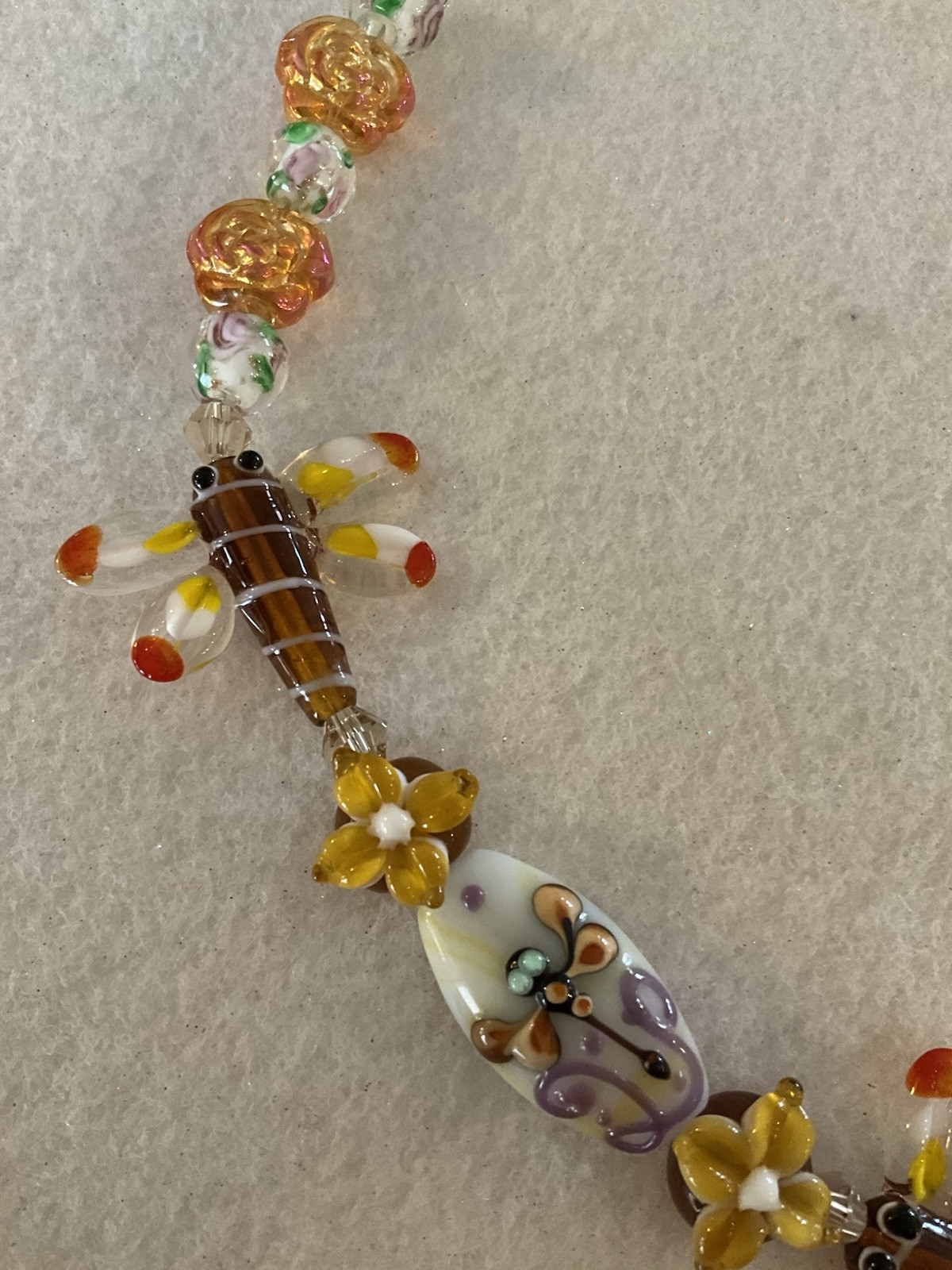 New 9” Strand Whimsical Dragonflies LampWork Glass Beads 10-26mm/Animal Beads
