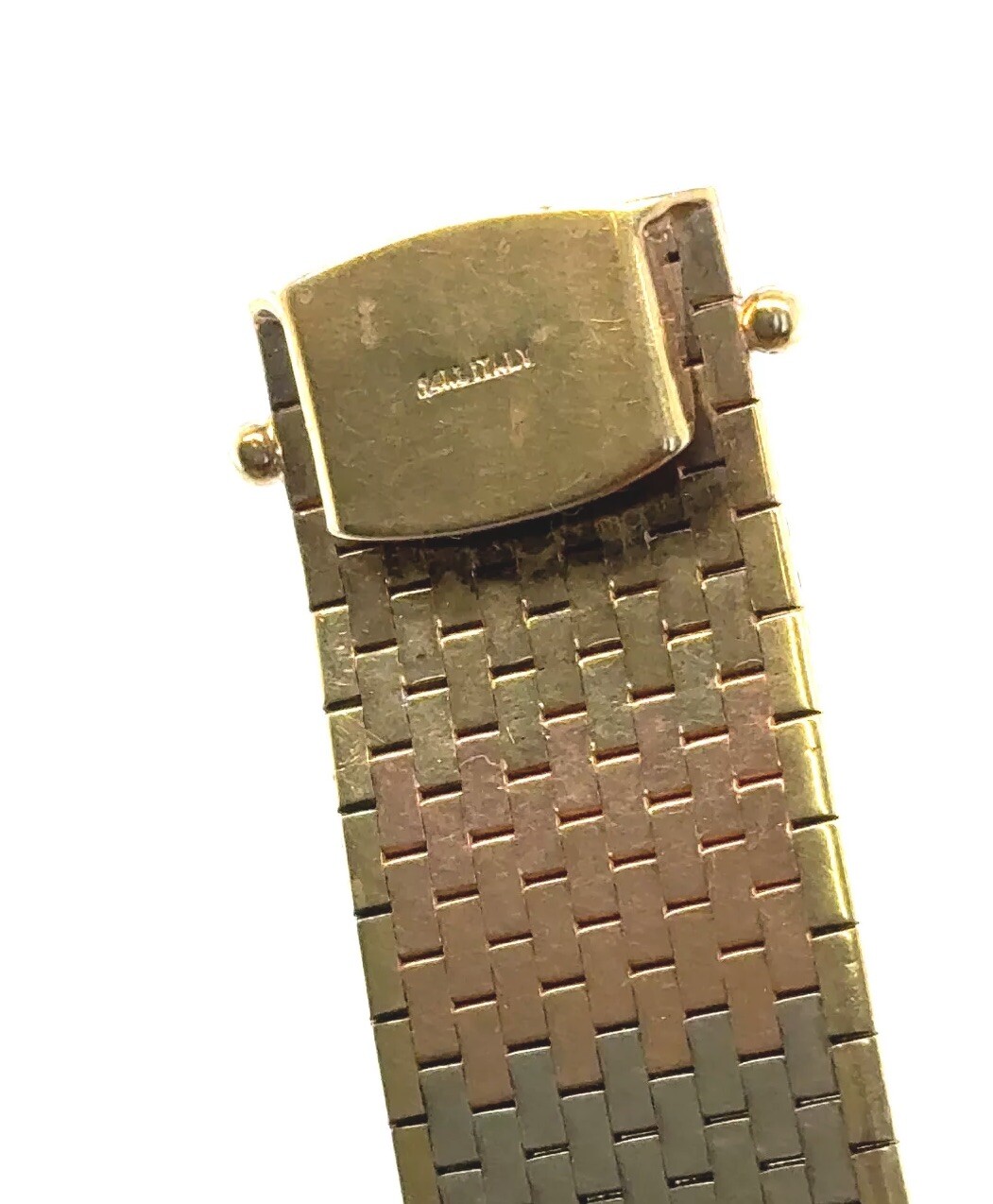 Italian Vintage Basket Weave Mesh Multi Color Bracelet 43.3 G Solid Gold 14k