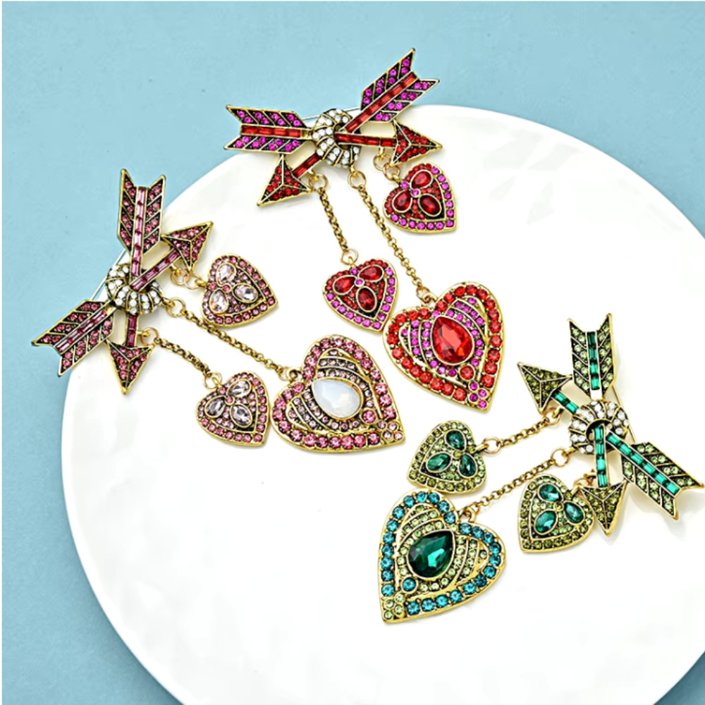 New Design Heart Brooches Women Unisex 3-color Shining Arrows Jewelry Gift USA