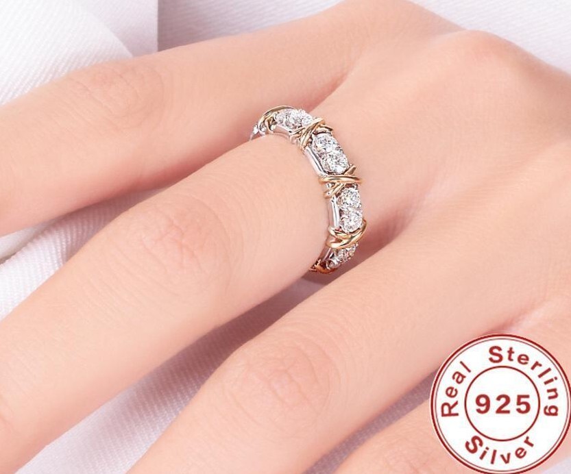 Classic Luxury 925 Sterling Silver Ring with Zircon Crystal Ring for Woman Gift