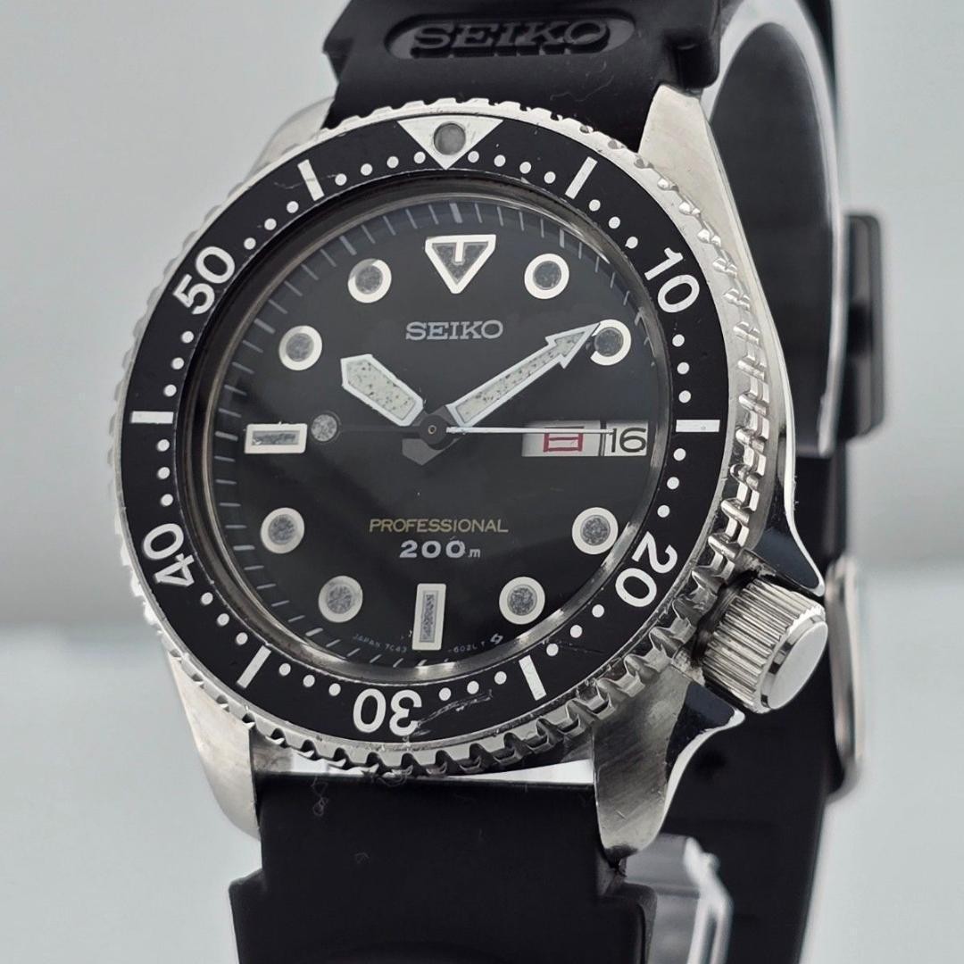 Seiko 7C43-6010 Professional 200 Black Quartz Watch Japan 0715484