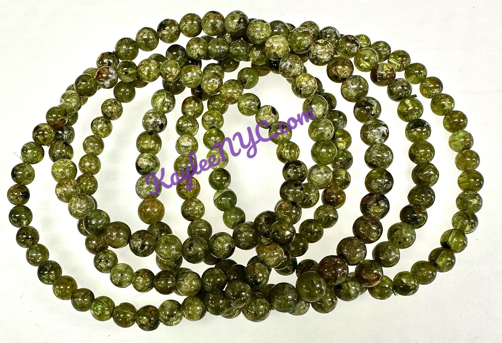 Wholesale 6 Pcs Natural Peridot 4mm 7.5” Crystal Stretch Bracelet