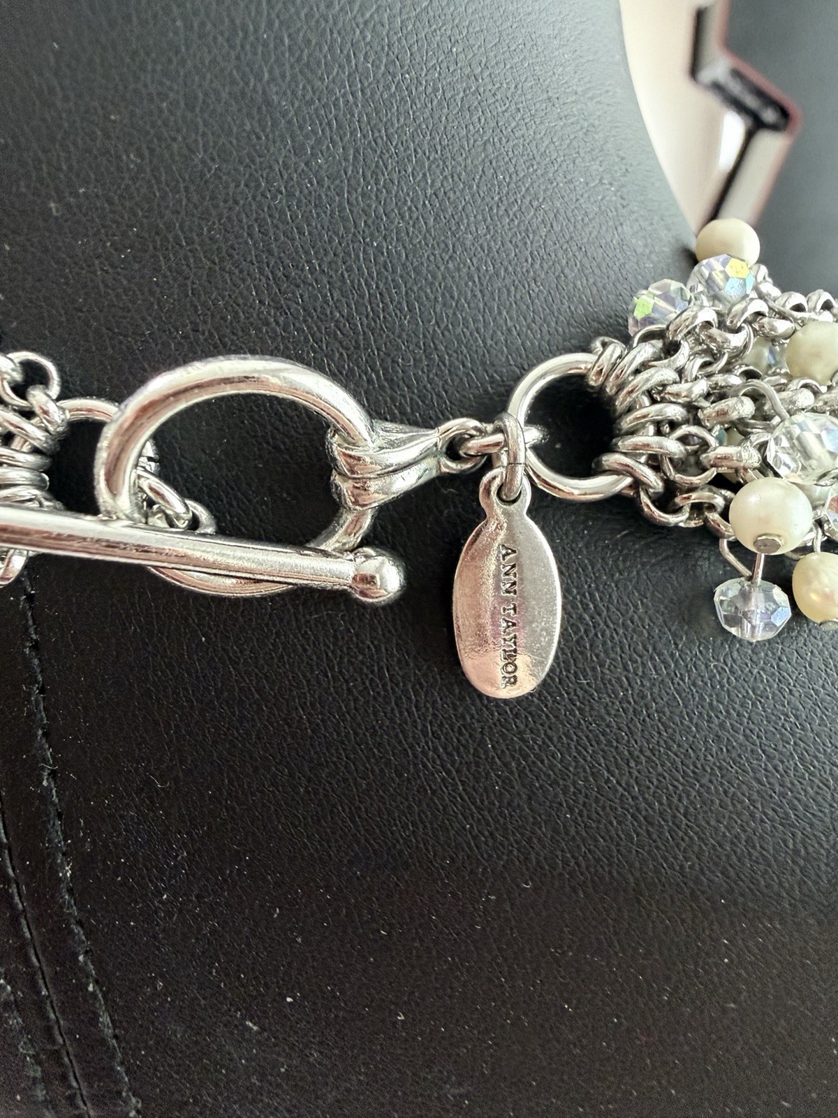 Ann Taylor Faux Pearl & AB Rhinestones Beaded Necklace & Cha Cha Bracelet