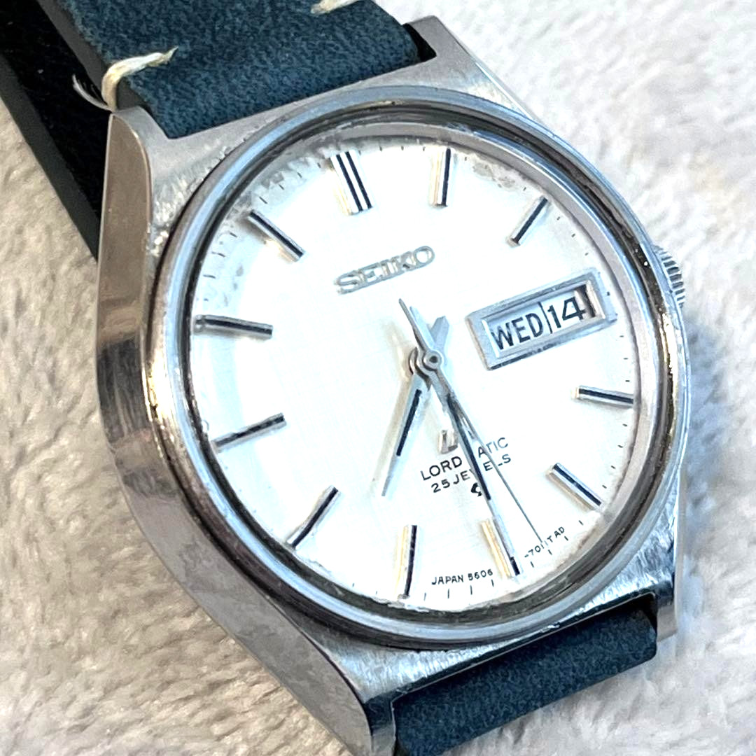 SEIKO LORD MATIC LM 5606-7010 Men’s Wristwatch Black Leather Band Japan