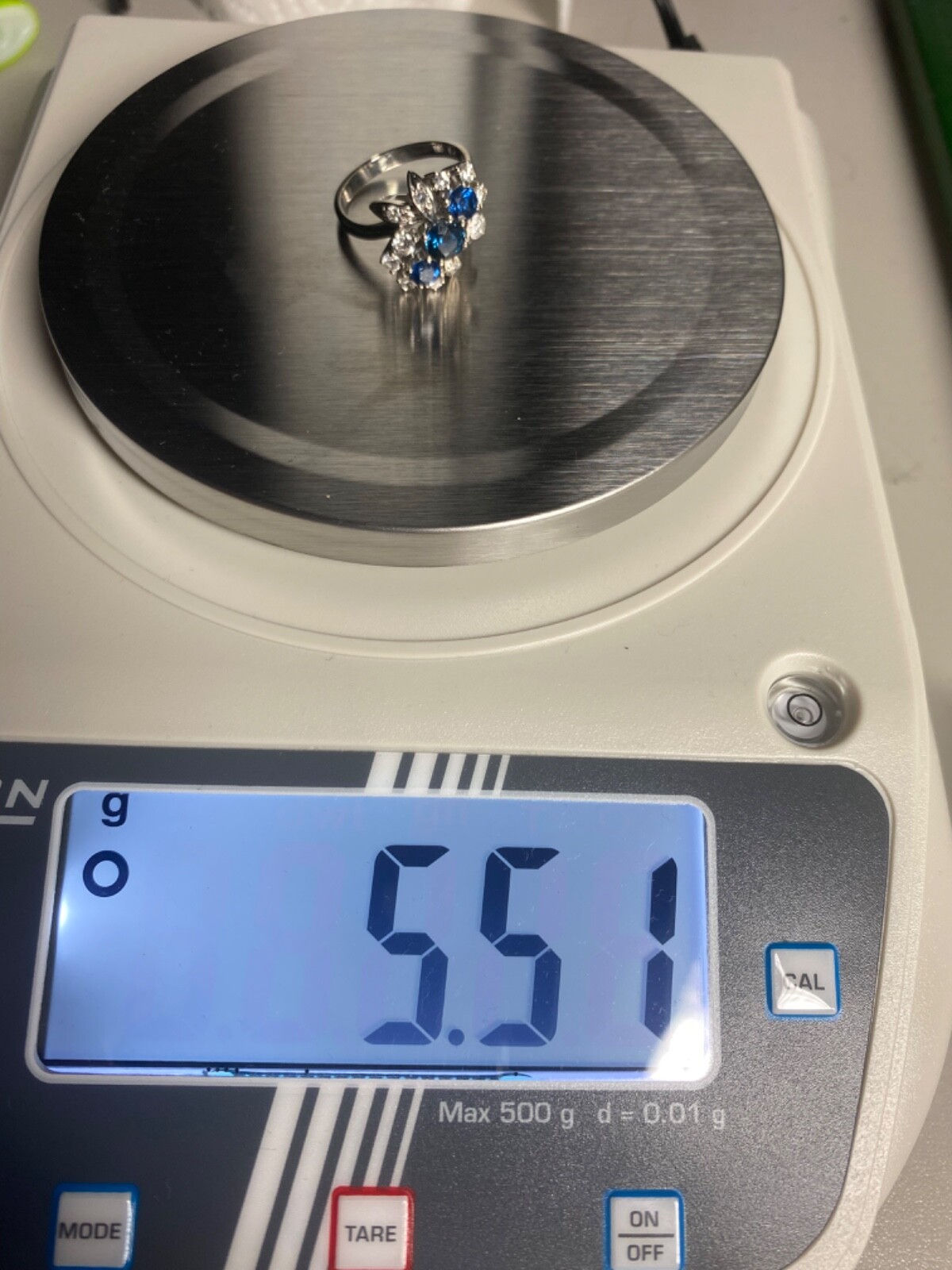 Diamond ring 14kt gold sapphire brilliant 585 White gold estimate: 1500 euros