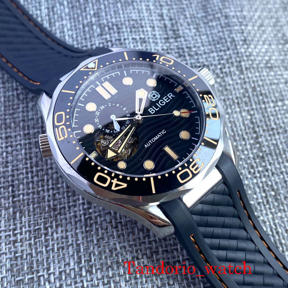 Bliger NH39 Automatic Men Watch Sapphire Crystal Luminous Index White Dial