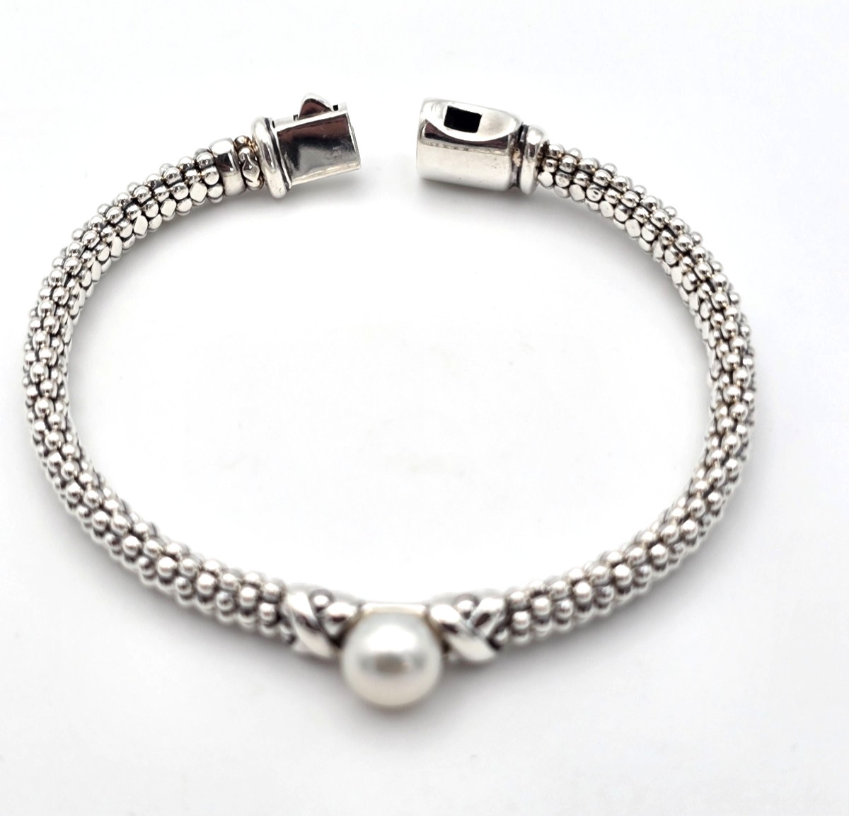 LAGOS Luna Collection Sterling Silver X Pearl Caviar 6mm Bracelet Size Small