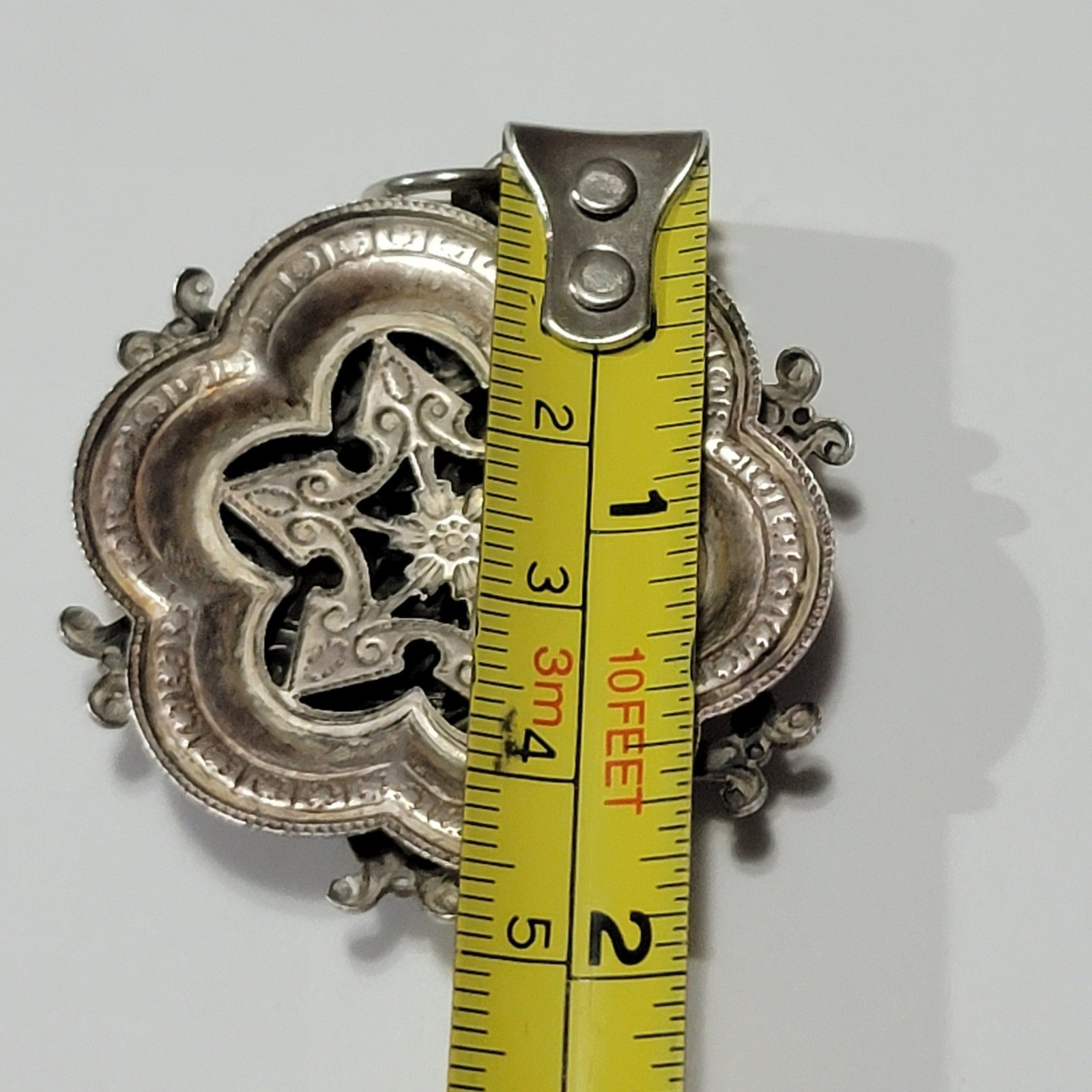 VTG Polish White Eagle Crowned Medallion Silver Tone Filigree Pendant