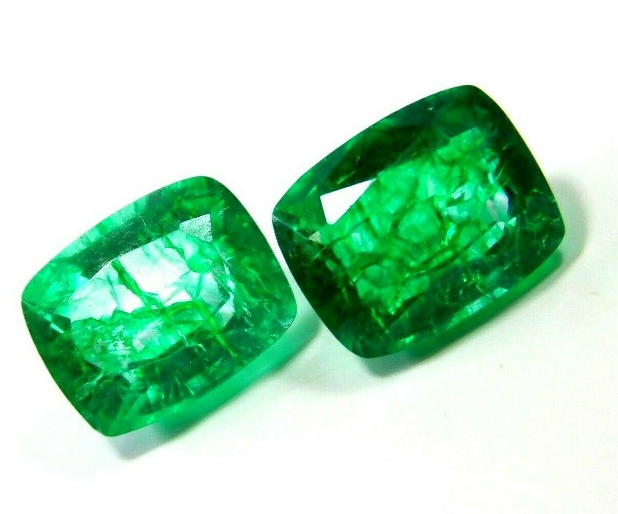 Emerald Natural Green Colombian 16.55 Ct Loose Gemstone Cushion Cut CERTIFIED