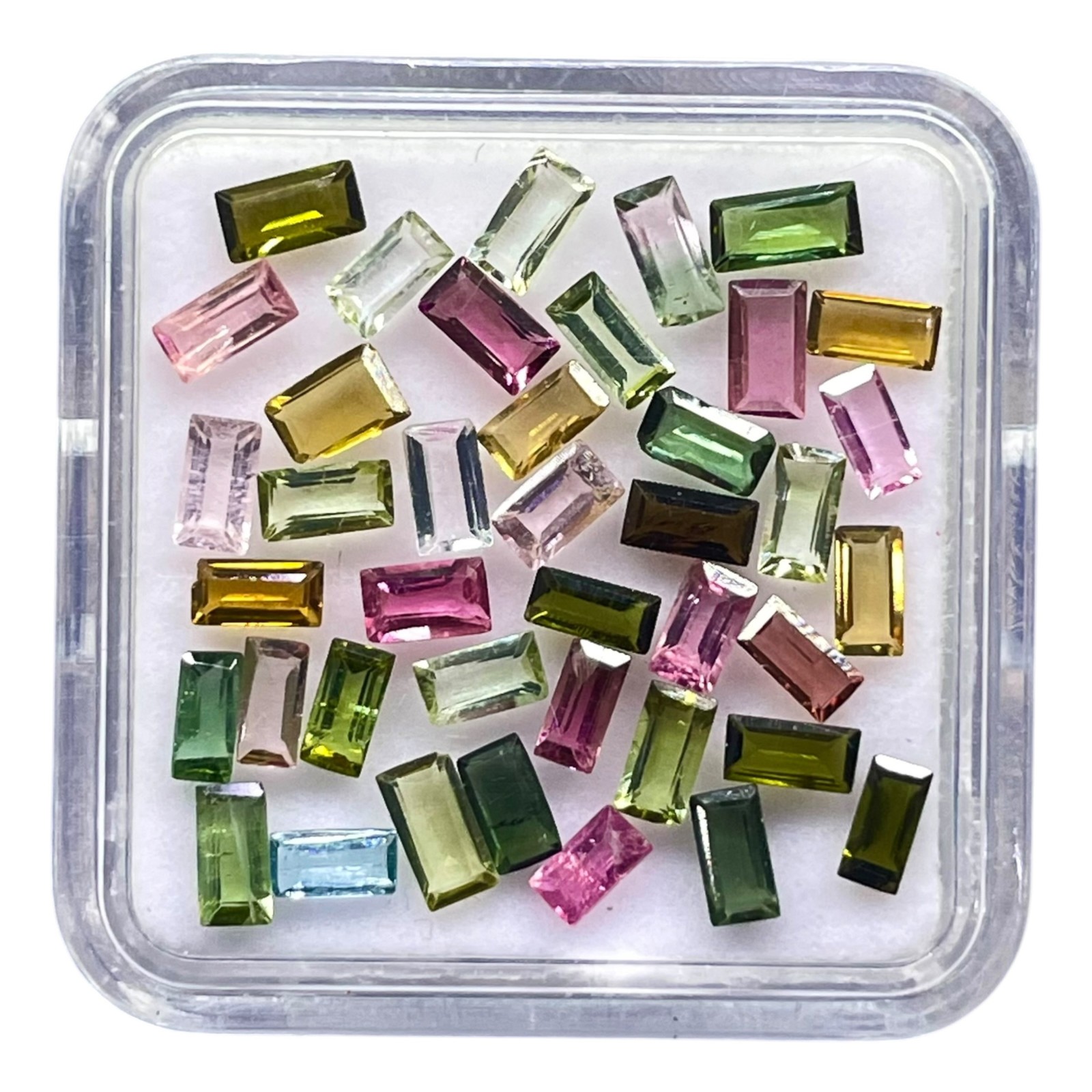 40 Pcs Natural Multi Tourmaline 3.9-4.7mm Baguette Cut Loose Untreated Gemstones
