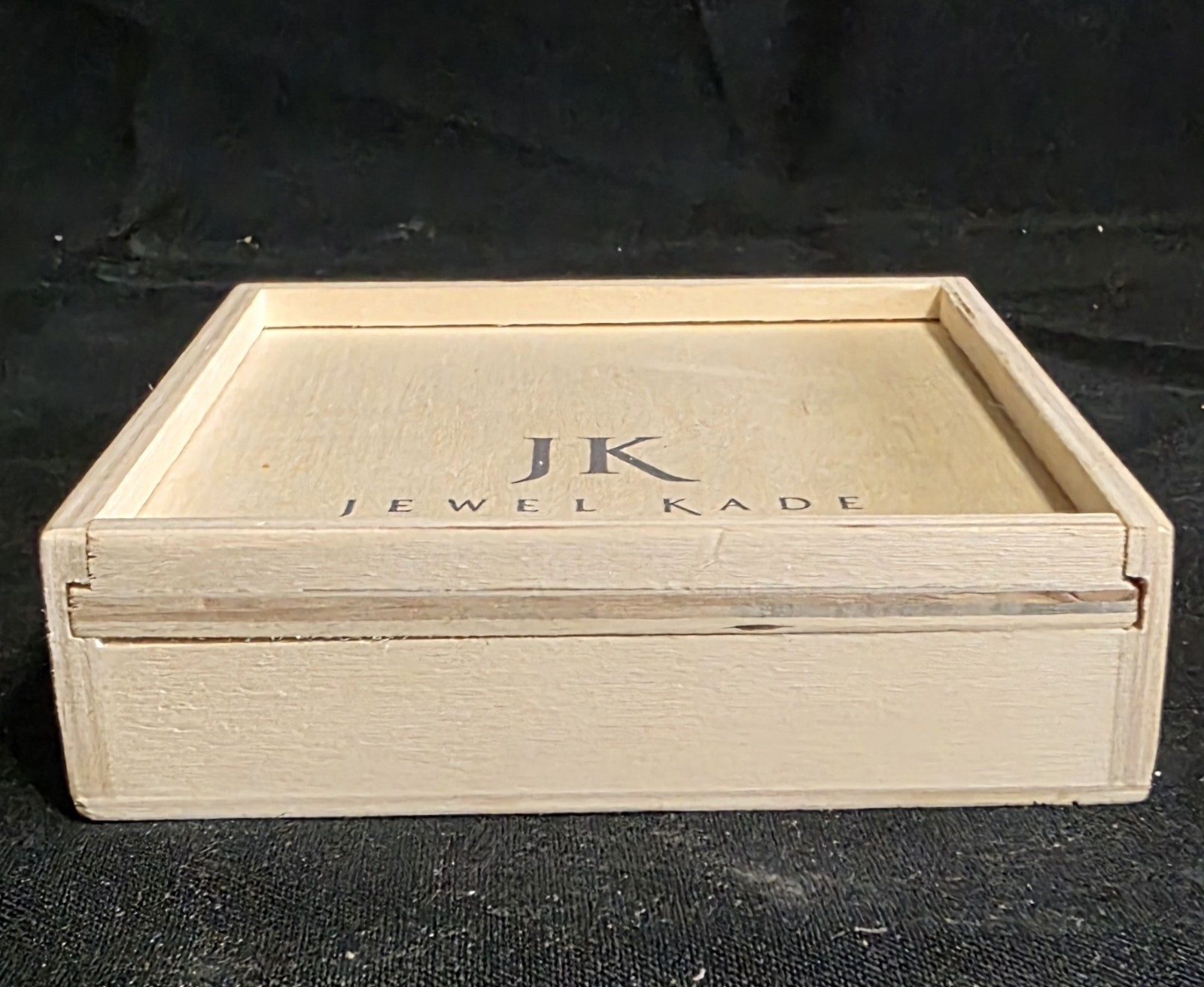 JK Thirty One Jewelry Line Script Style S Initial New in Wooden Box Silver Tone