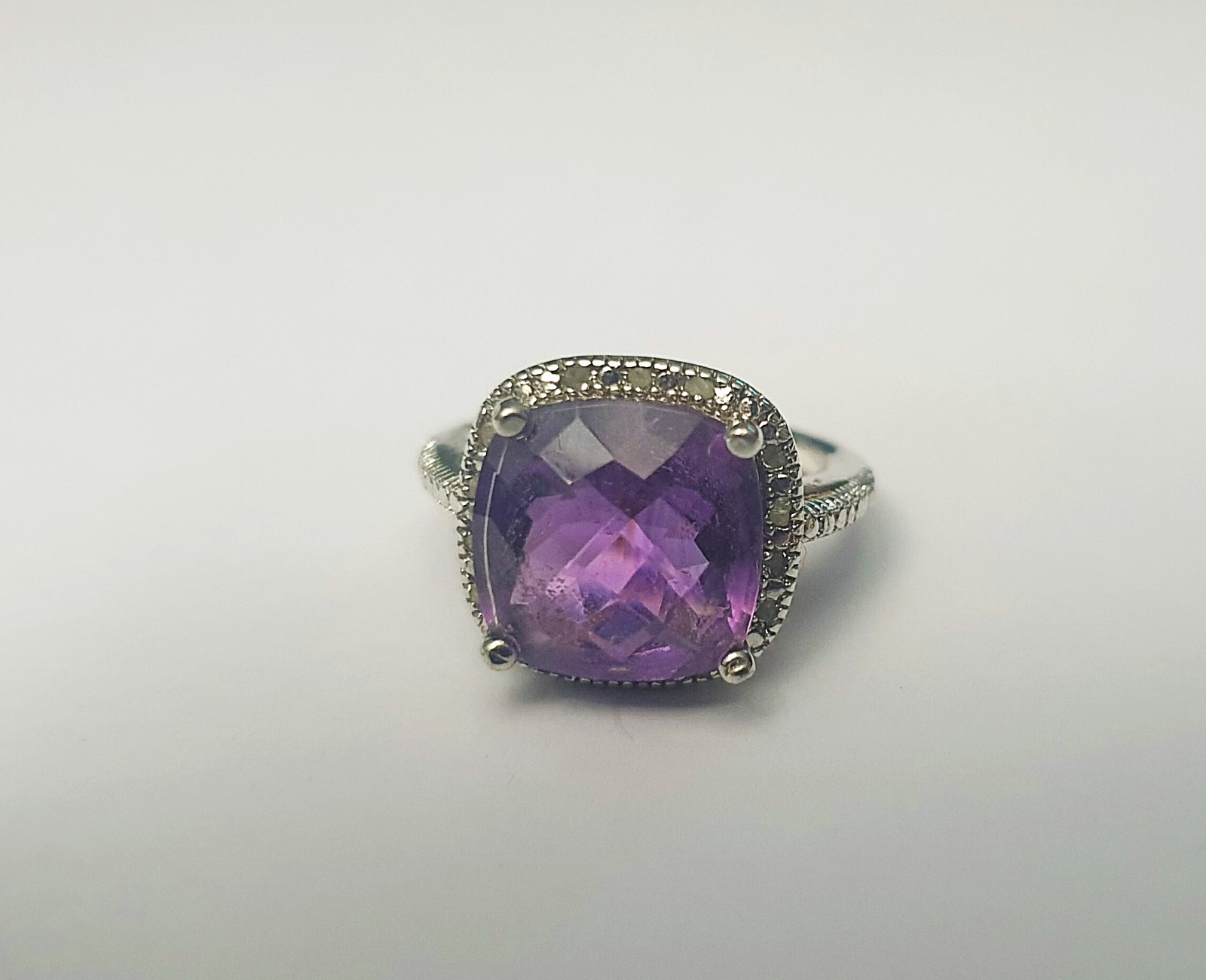 Brilliant Victoria Townsend Amethyst & Diamond 925 Sterling Silver SIZE 7 Ring