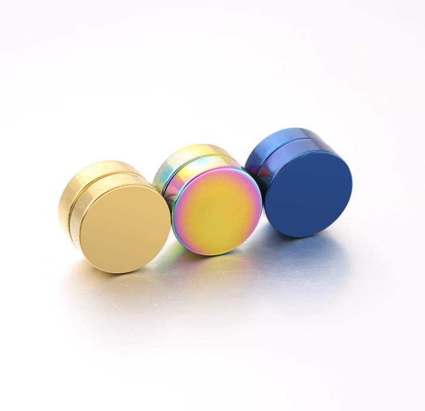 Men Women Stainless Steel Stud Earrings Magnetic Ear Plugs Non-Piercing Clip On