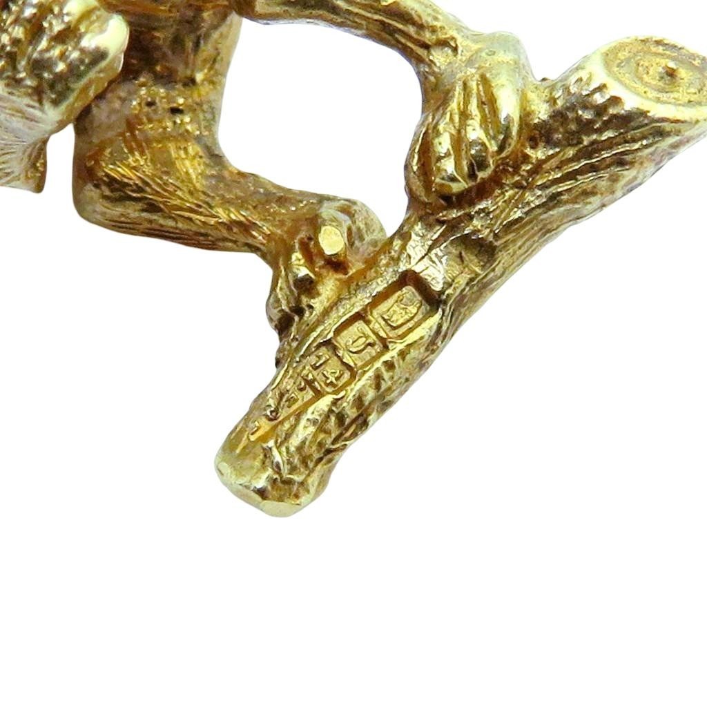 Rare Vintage 14K Gold 3D Monkey on Branch Eating a Banana Charm Ireland 1962