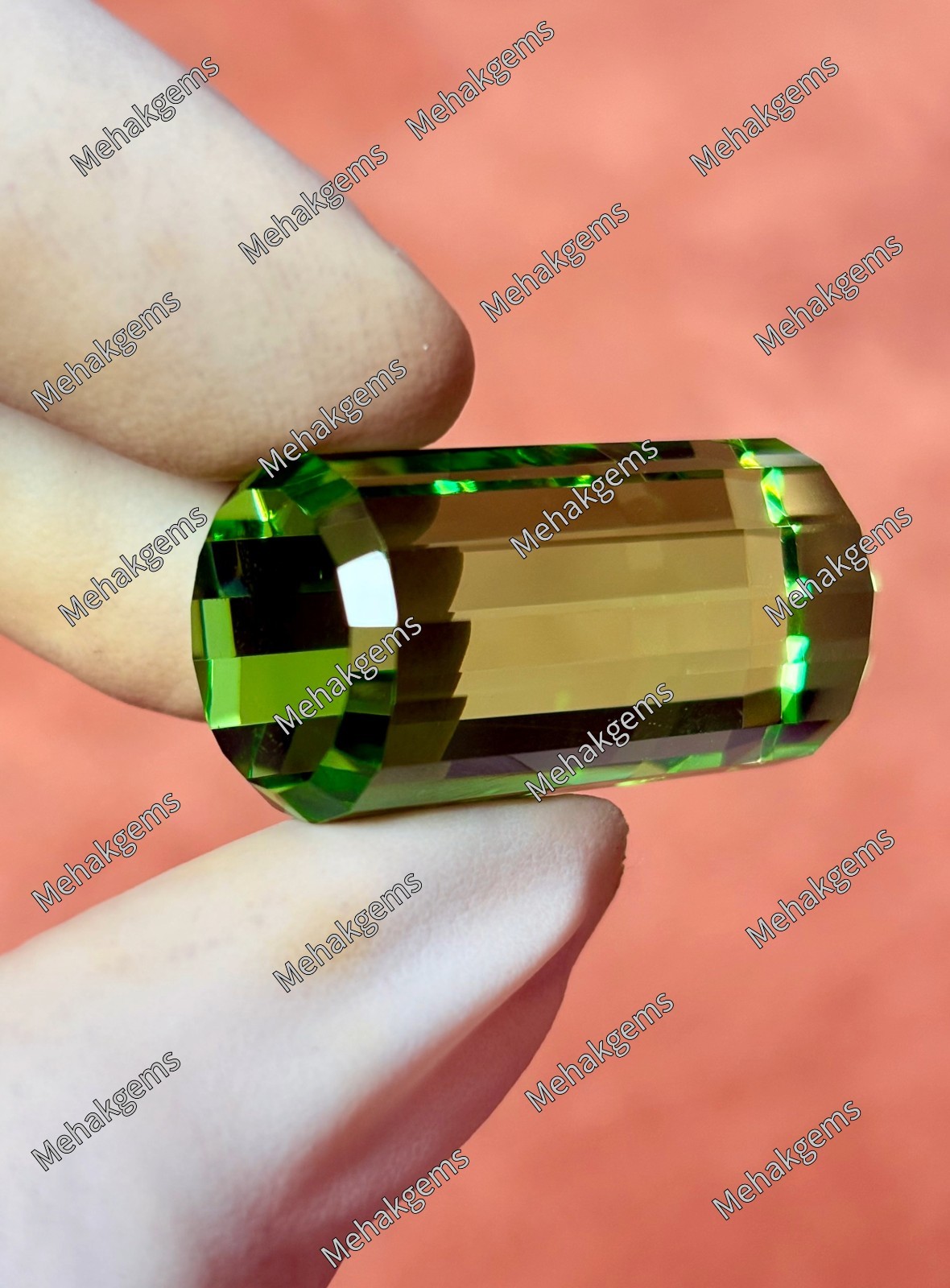 90. Ct Natural Mint Green Topaz Fancy Cube Faceted Loose Gemstone Certified