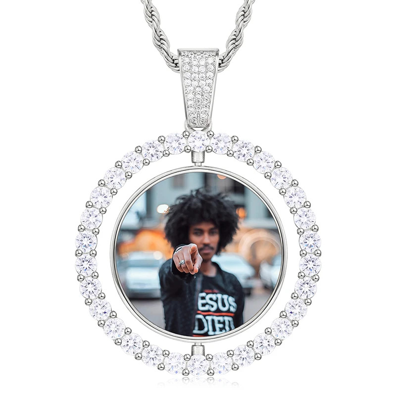 Double-Sided Custom Heart Pendant Necklace Men’S Hip Hop Jewelry Iced Out Bling