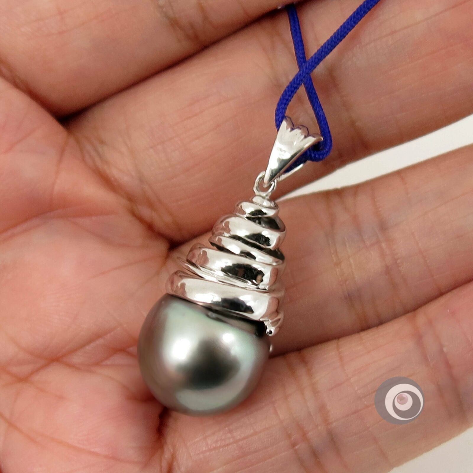 Massive 14.7*17.0mm Genuine Tahitian Pearl Pendant, 925 Sterling Silver #SP1602