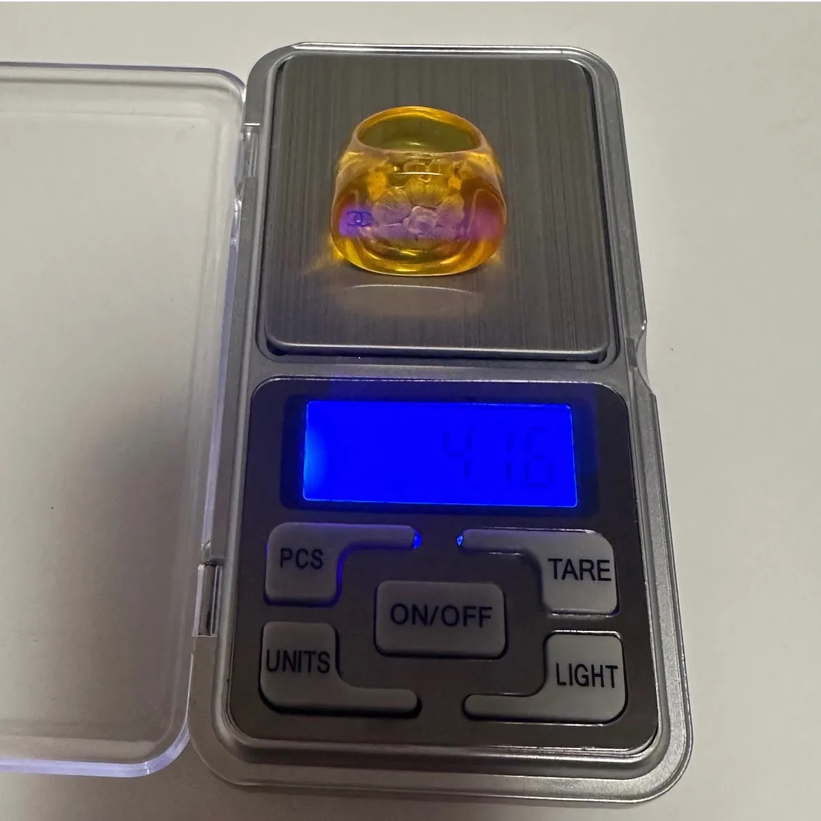 CHANEL Camellia CC Logo Resin Ring Orange Clear Size 13 US 6.5 Auth