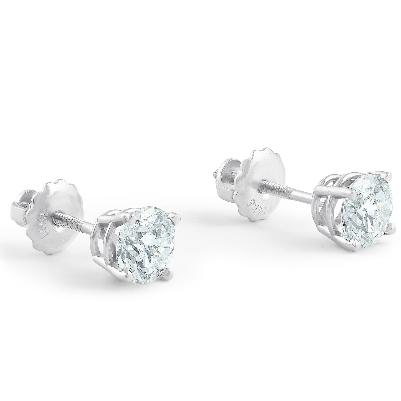 1/2 – 2Ct Diamond Screw Back Studs 14k Gold Earrings Lab Grown (GH/VS2-SI1)