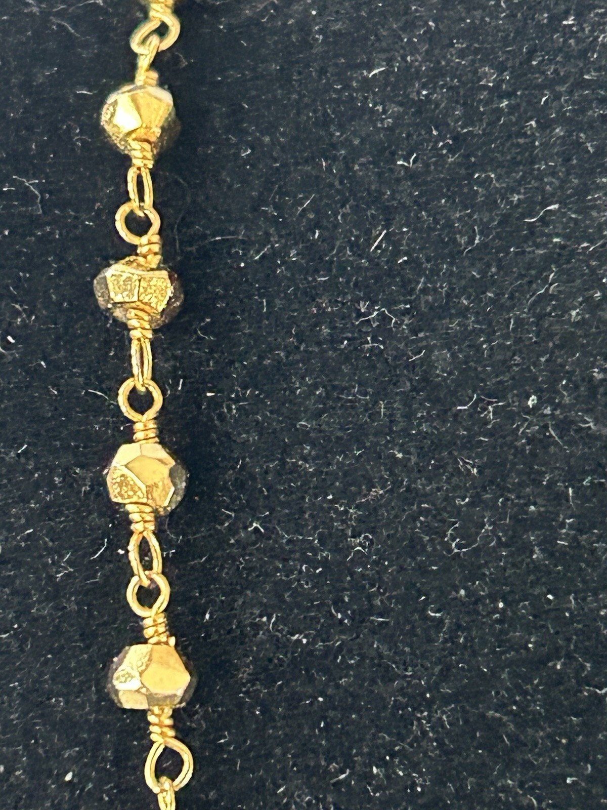 17” Gold Tone Station Faceted Bead And Chain Drop Bar Pendant Necklace