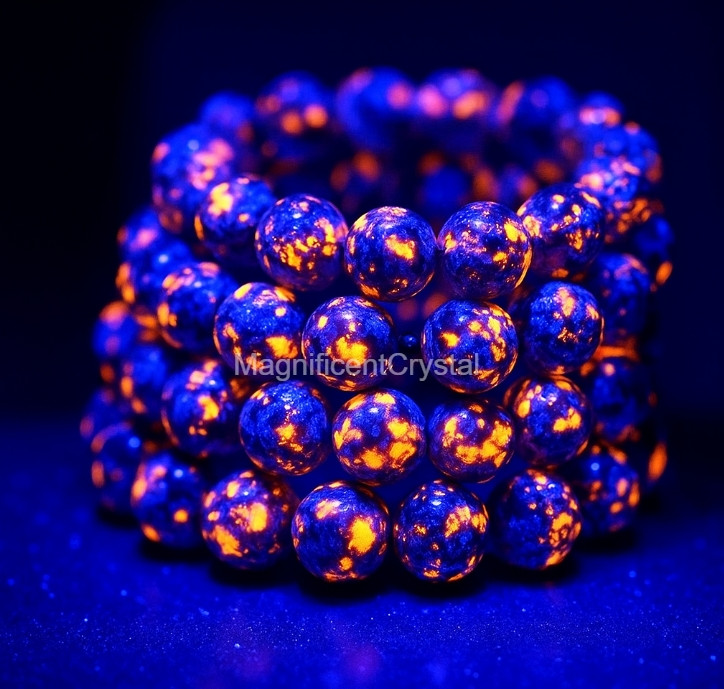 5pcs Yooperlite 8mm Bead UV Reactive Flame Stone Glowing Healing Unisex Bracelet