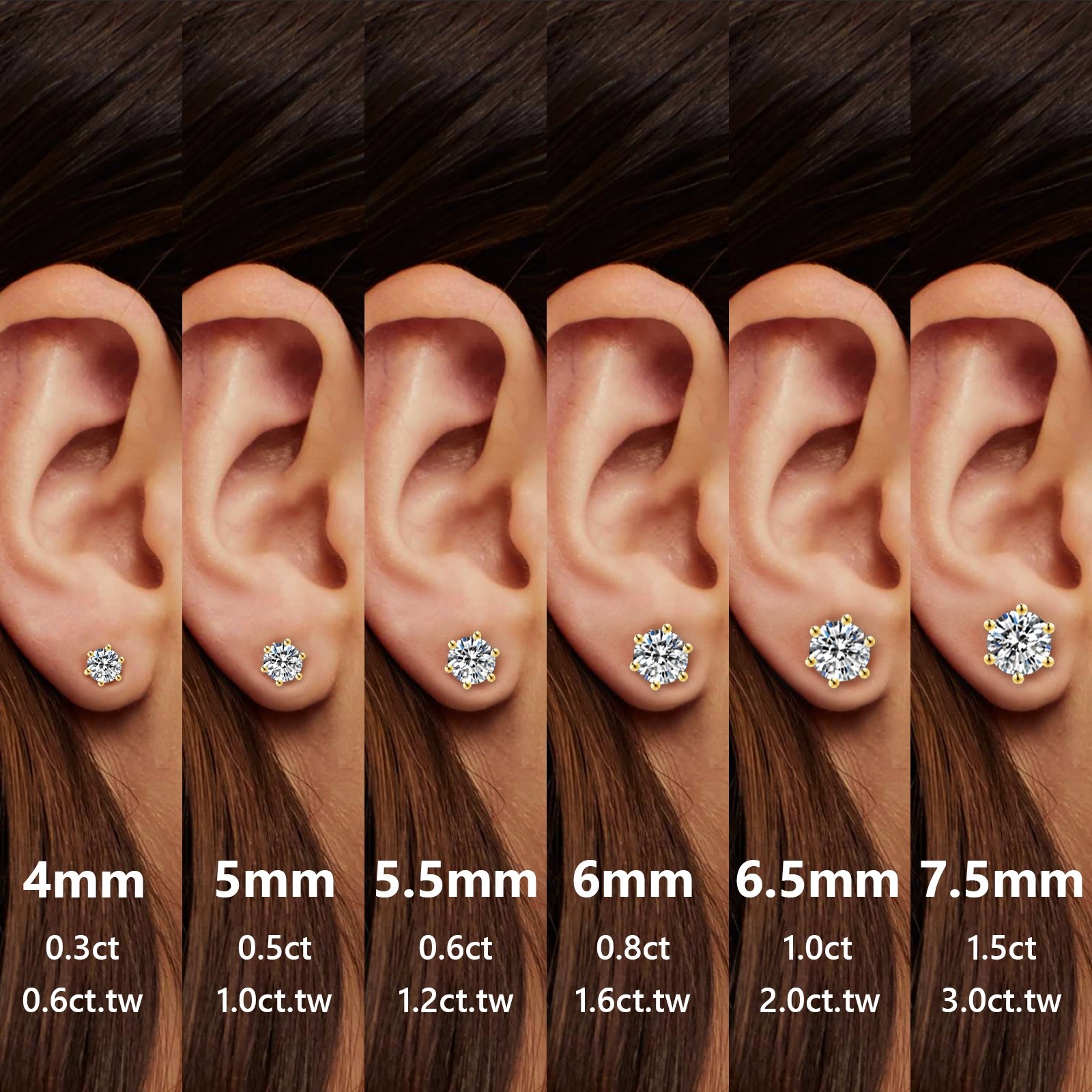 Moissanite Stud Earrings 925 Sterling Silver D VVS1 GRA Certified 1CT & 2CT