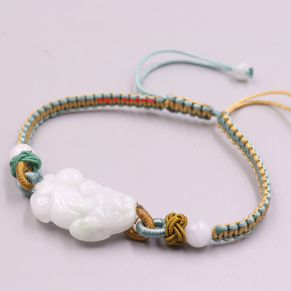 New Natural Jade Pixiu Handmade Knitted Bracelet Fit Wrist 6.3inch BEST GIFT