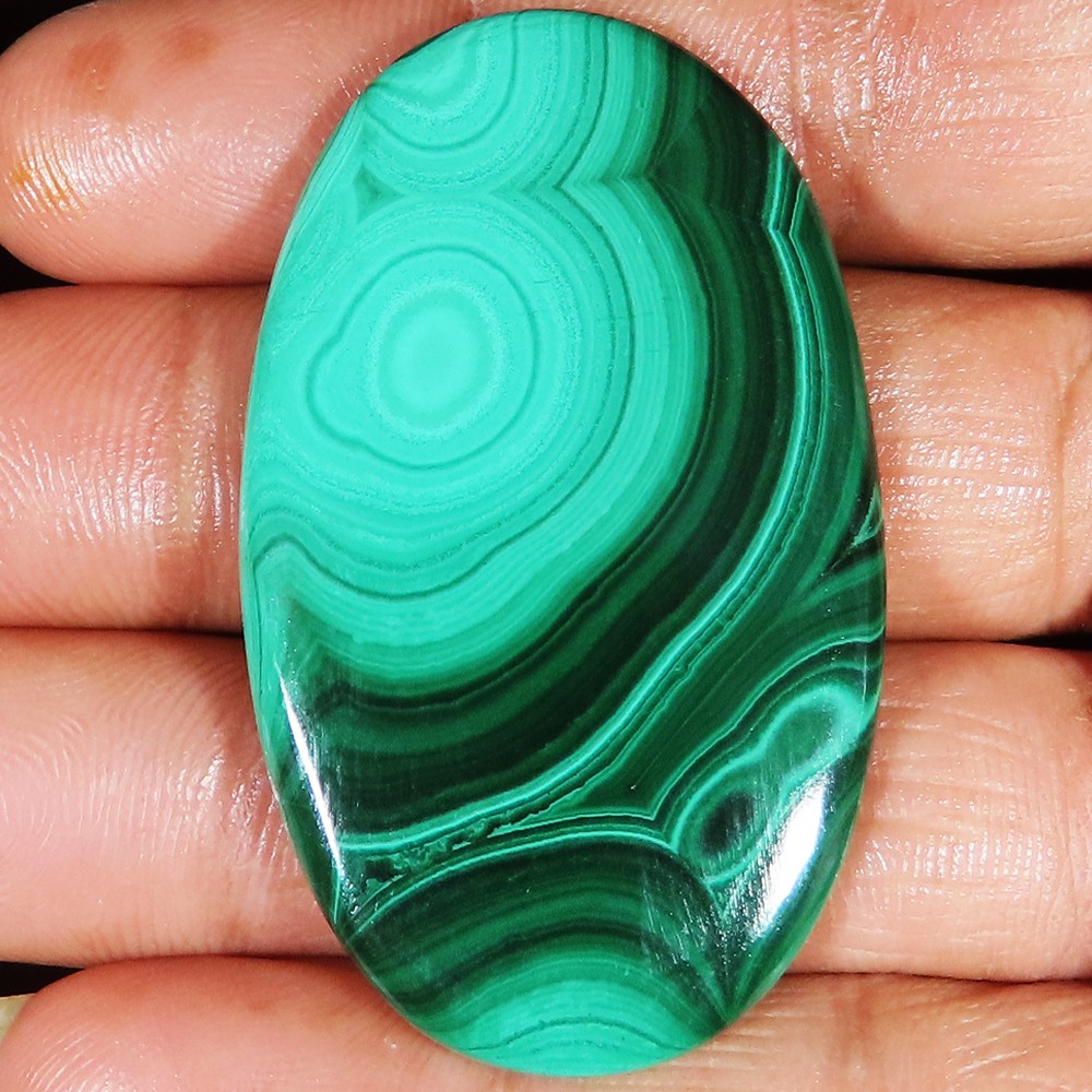 100.00 Cts Natural Green Malachite Oval Cabchan Loose Gemstone 32x52x4 mm LG10