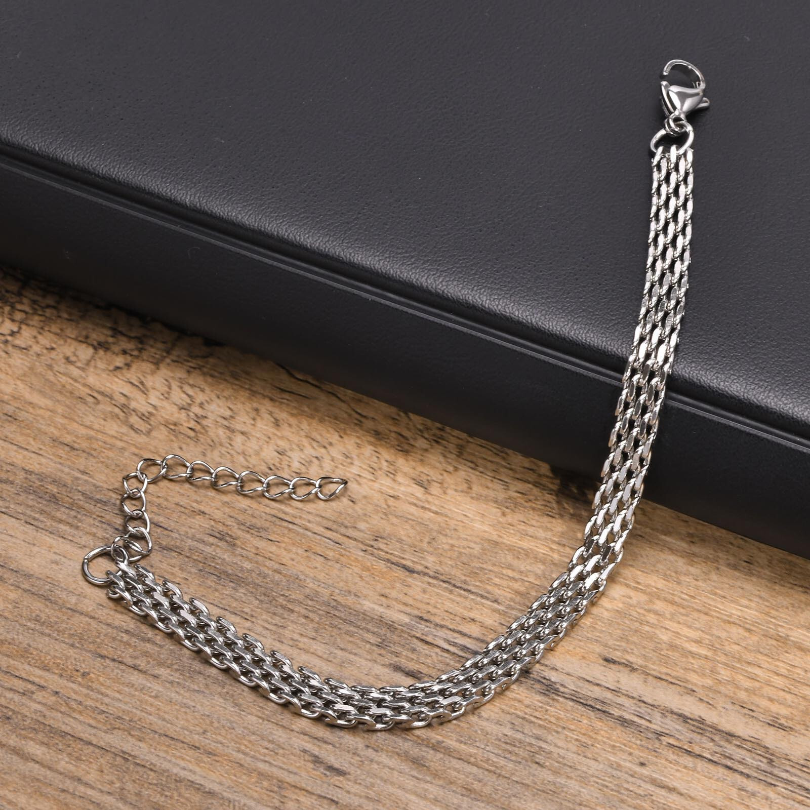 18-23cm Bracelet Men’s Stainless Steel Punk Vintage 6mm Chain Anniversary Bangle