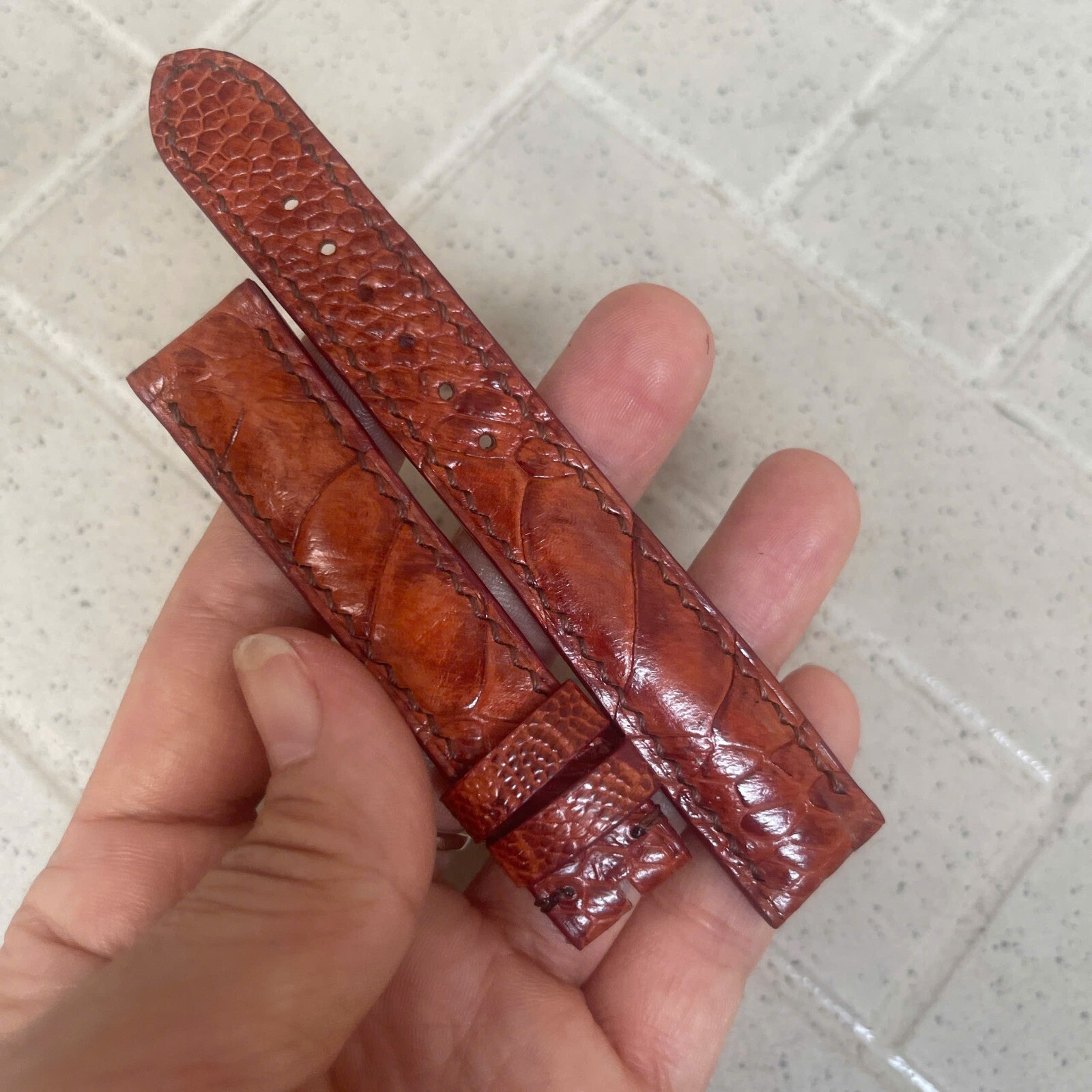 26m 24mm 22mm 21mm 20mm 19mm 18mm 16mm Red Brow Ostrich Leather Watch Strap Band