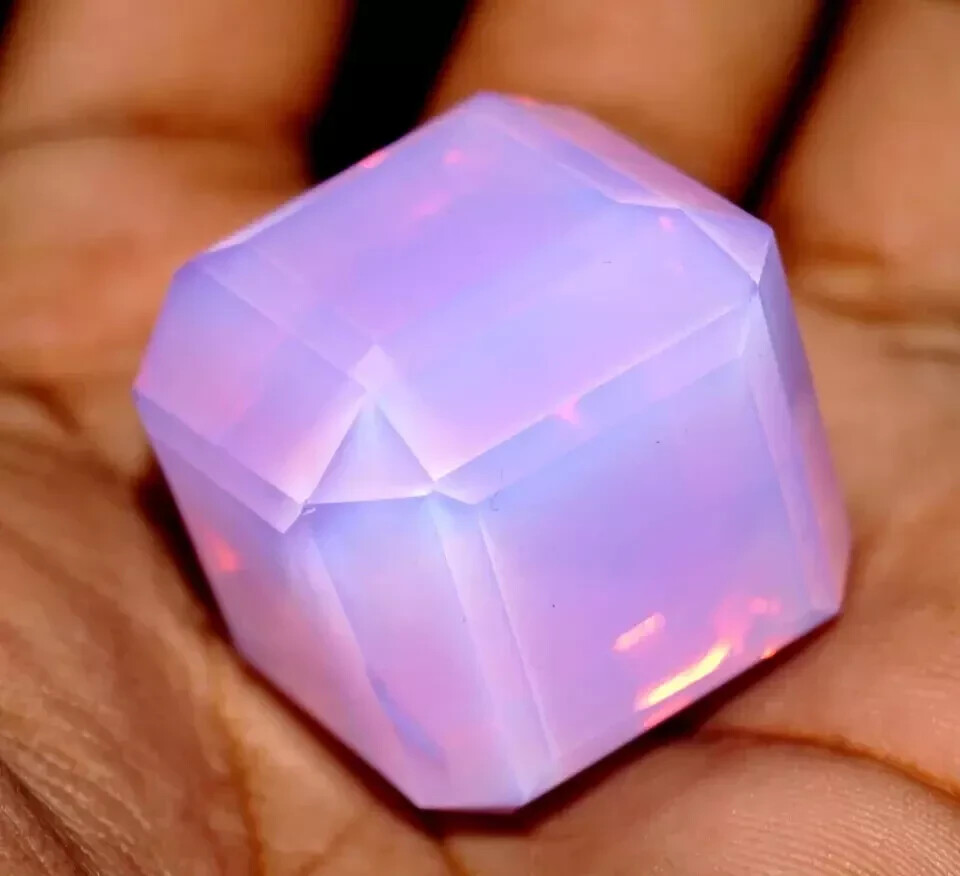 Welo Australian 120.5 Ct Pink Opal Cube Cut Untreated Natural Certified Gemstone