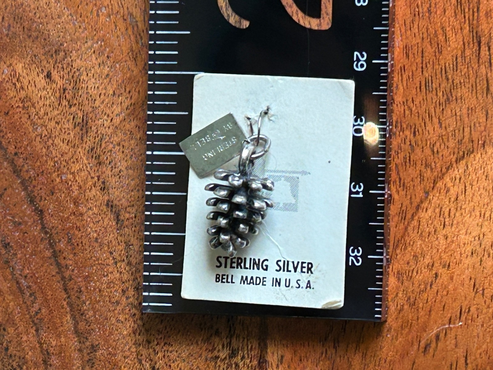 Vintage SS Fred Harvey Era Bell Pinecone Charm Original Card Sequoia Nat’l Park