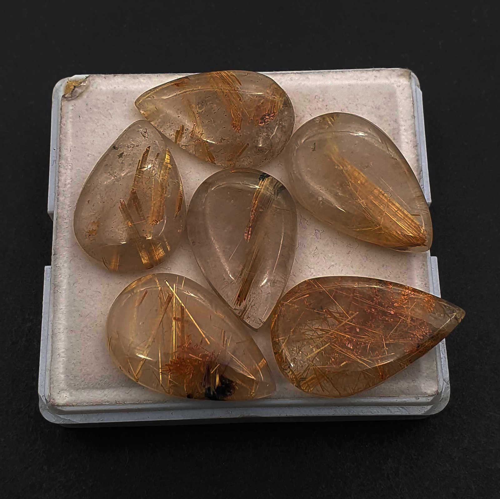 Natural Golden Rutile Quartz Pear Cabochon 16*25-18*29 MM 65 CT 3 Pcs