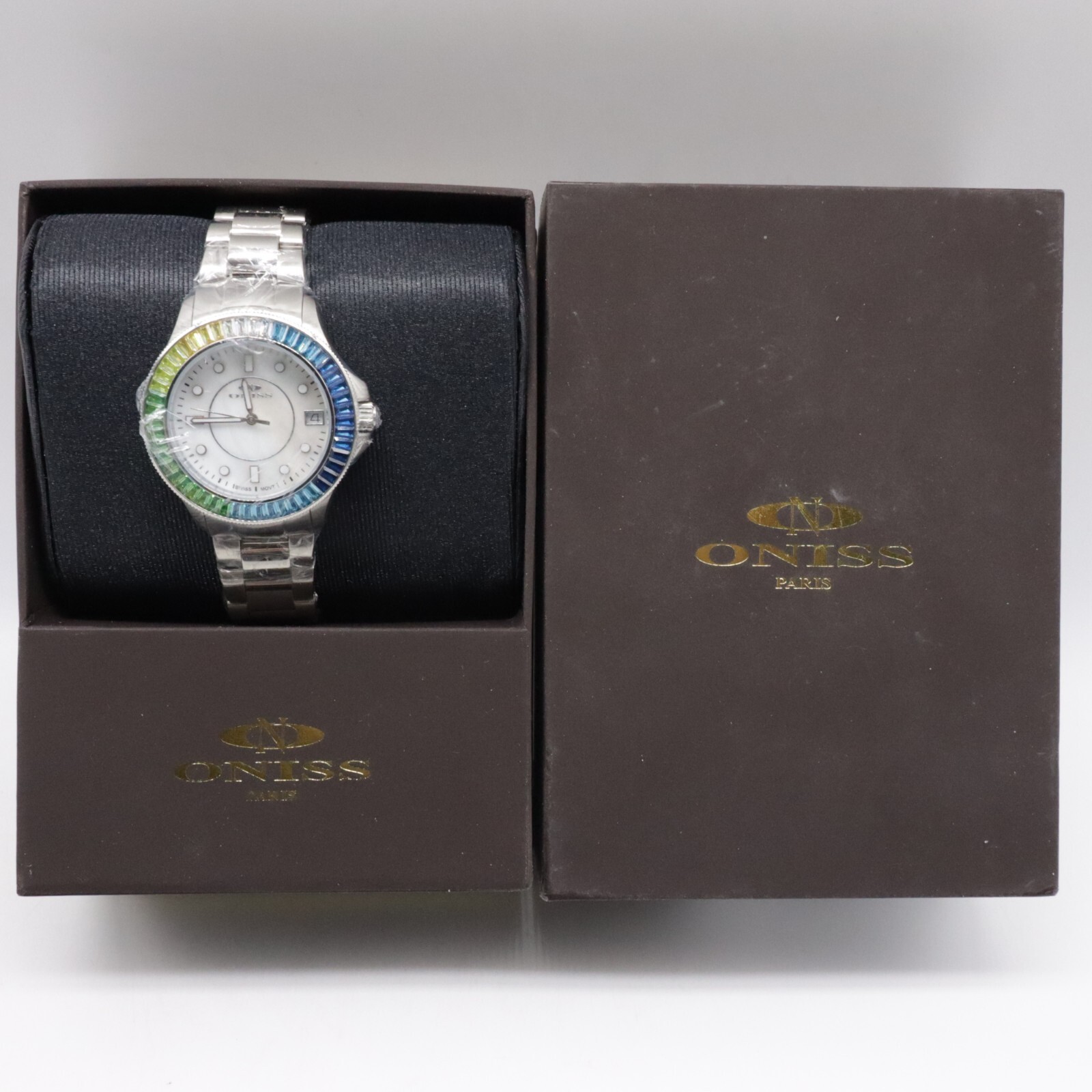 Oniss Paris Women’s Watch ON7323 Ceramic Ladies Quartz Color Austria Crystal New