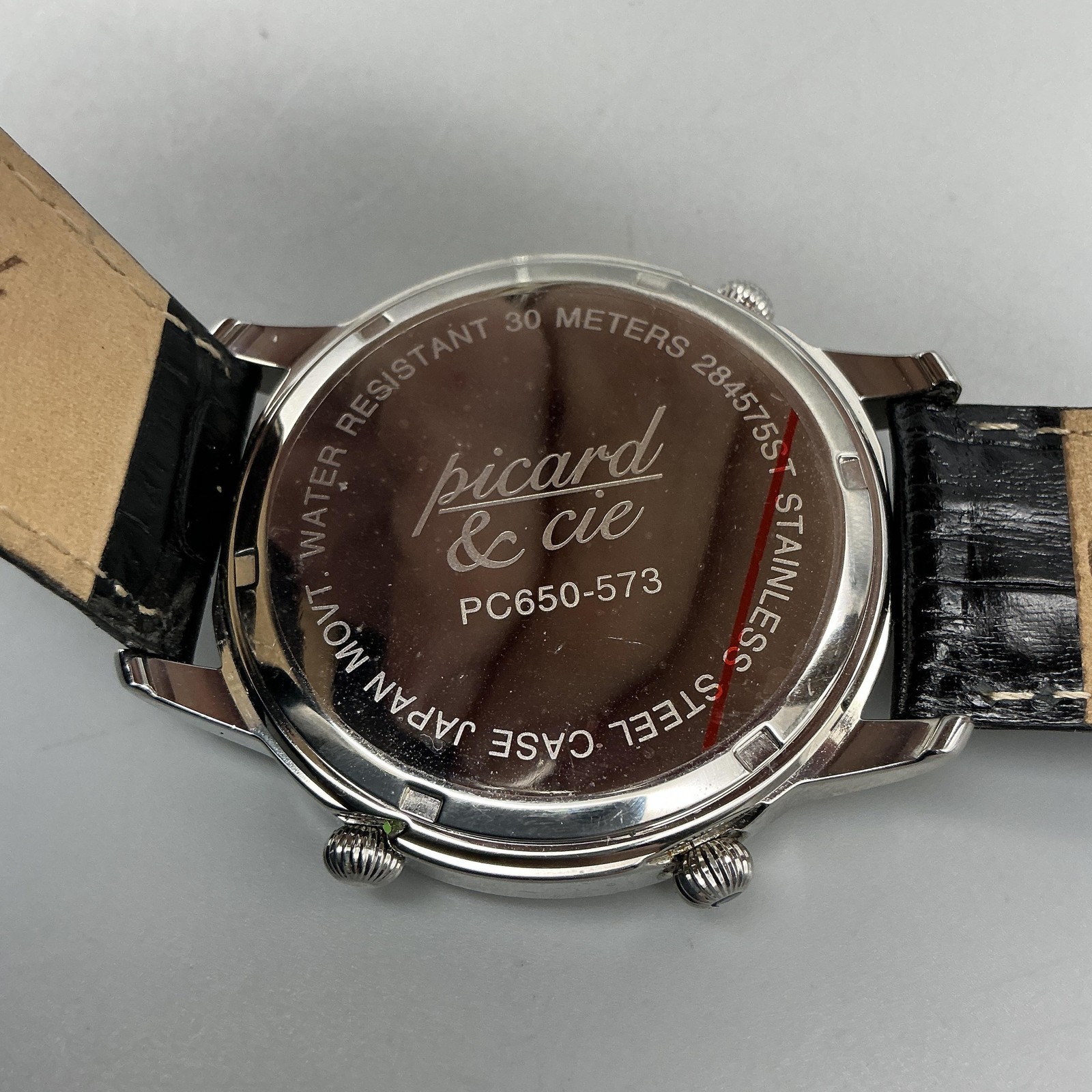 Picard & Cie Mens Watch 45mm Silver Tone Multi Dial Day Date New Battery