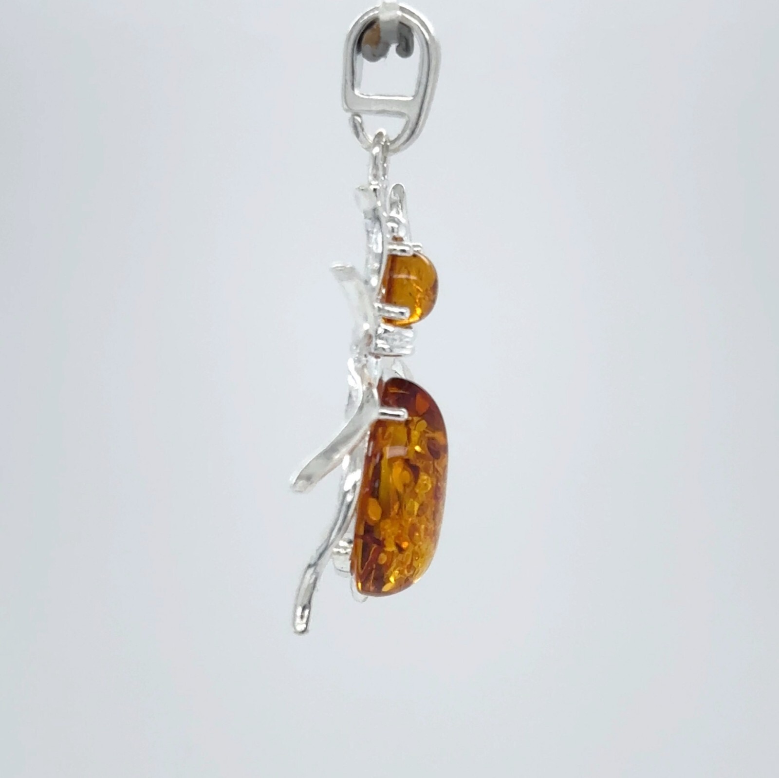 Cognac / Brown BALTIC AMBER Spider Pendant – 925 STERLING SILVER – Poland #4555e