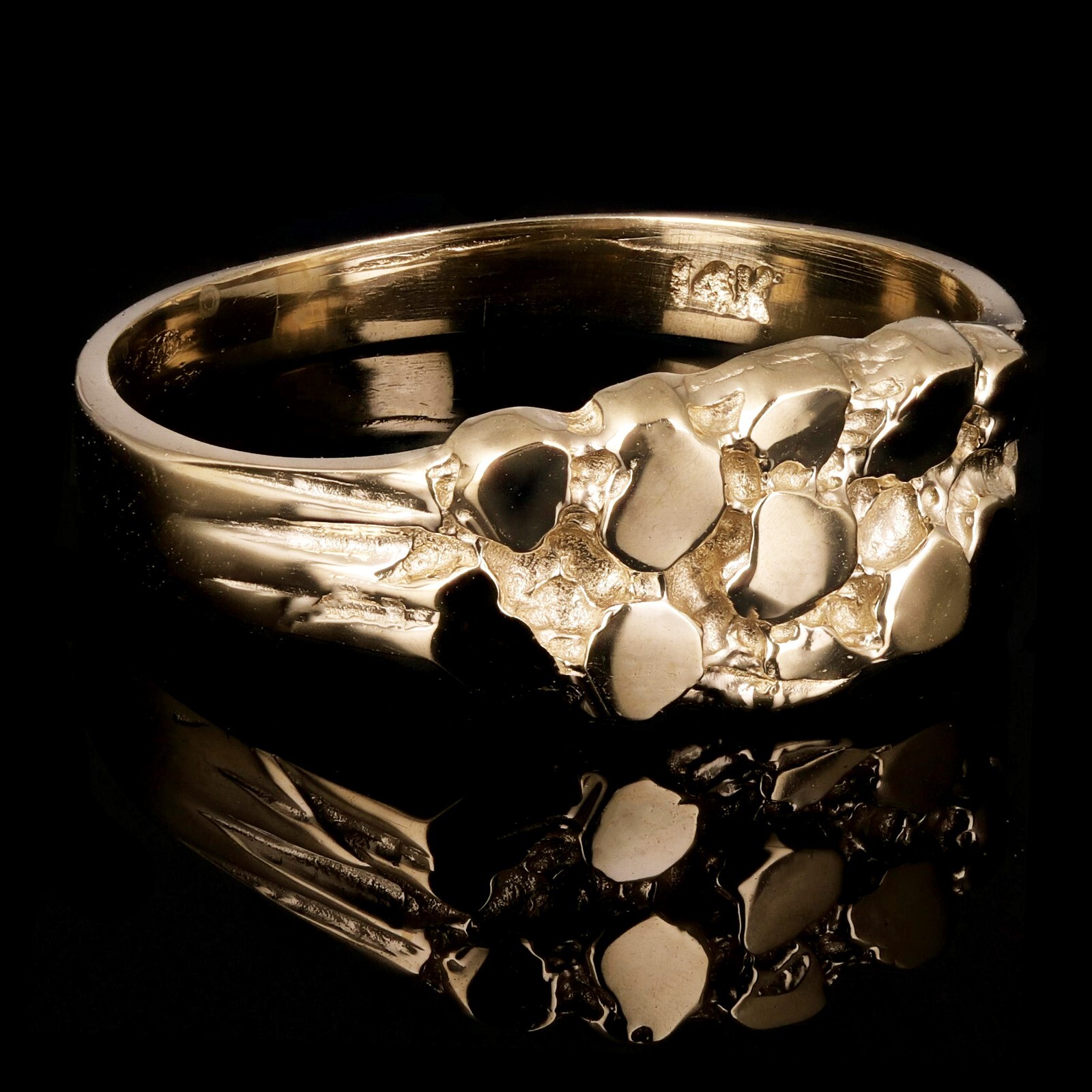 14k Yellow Gold Solid Nugget Ring 7.3mm Available in Sizes 5.5-7.5