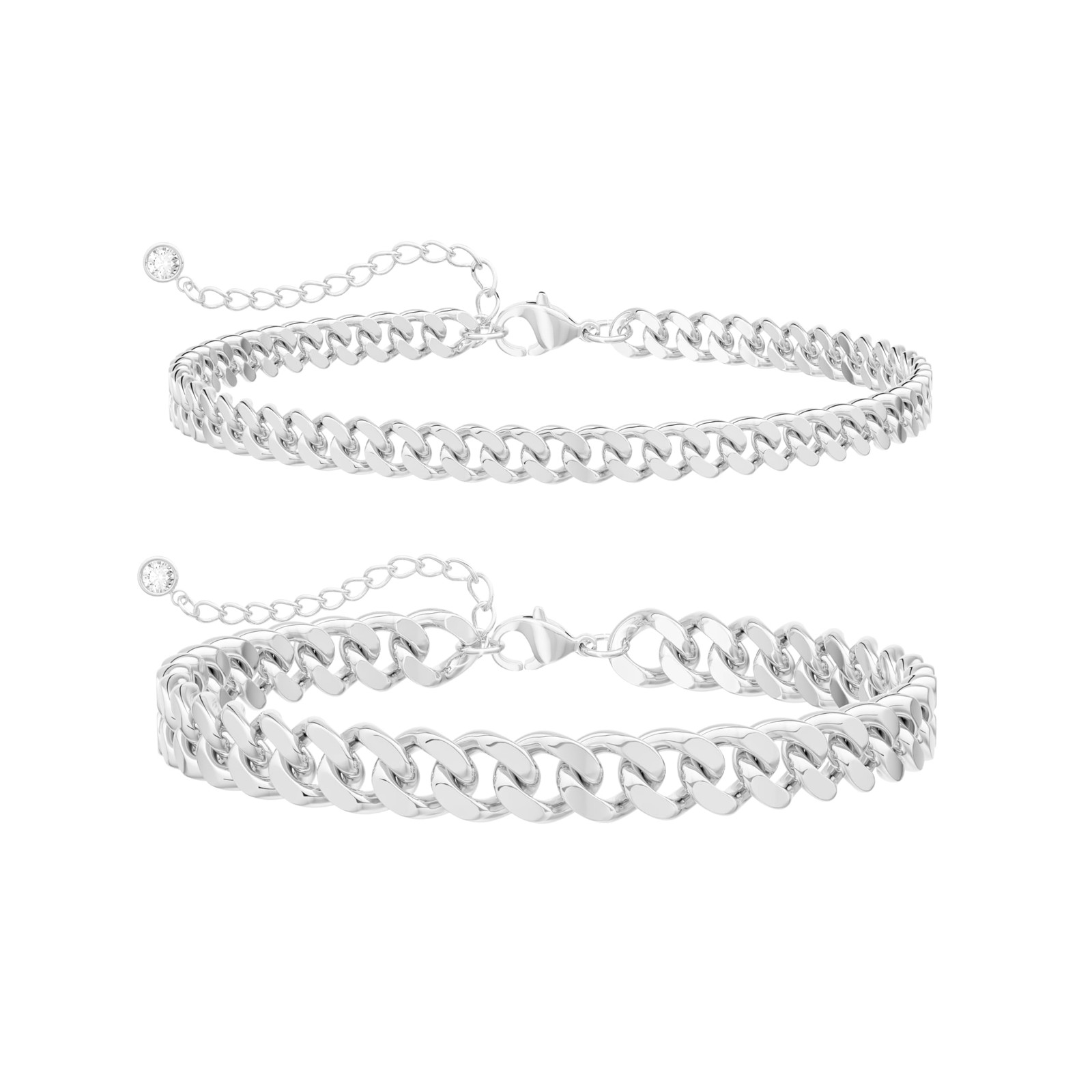 Funsanny Sterling Silver Cuban Link Anklet for Women, Waterproof, 8.5 Inch